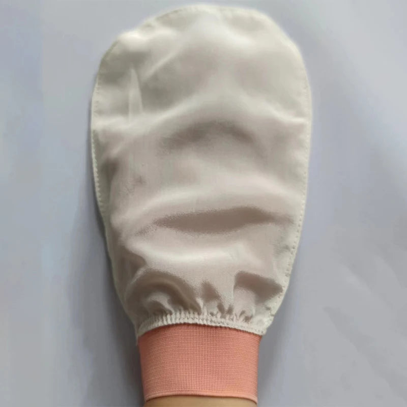 100% soie exfoliante visage lavage beauté serviette doux exfoliant peau bain gommage soie bain visage lavage gants