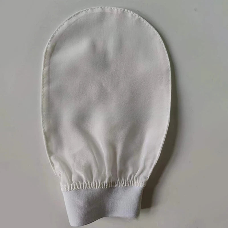 100% soie exfoliante visage lavage beauté serviette doux exfoliant peau bain gommage soie bain visage lavage gants