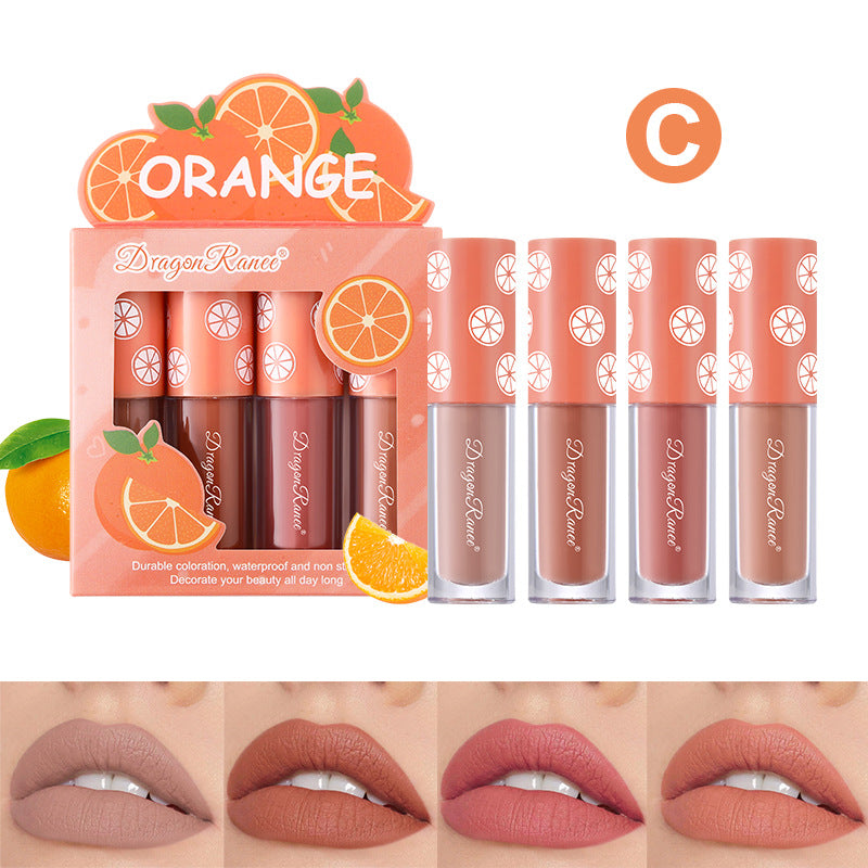 4 Pcs Strawberry Matte Lipstick Set - Lip Stains with Waterproof, Non-Stick, Velvety Finish and Long-Lasting Lip Glaze - Perfect Valentine's Day Gifts for Women with Lip Care Benefits