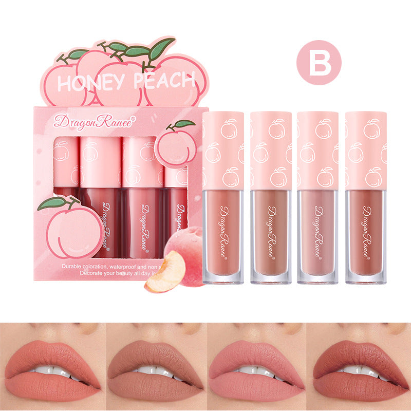 4 Pcs Strawberry Matte Lipstick Set - Lip Stains with Waterproof, Non-Stick, Velvety Finish and Long-Lasting Lip Glaze - Perfect Valentine's Day Gifts for Women with Lip Care Benefits