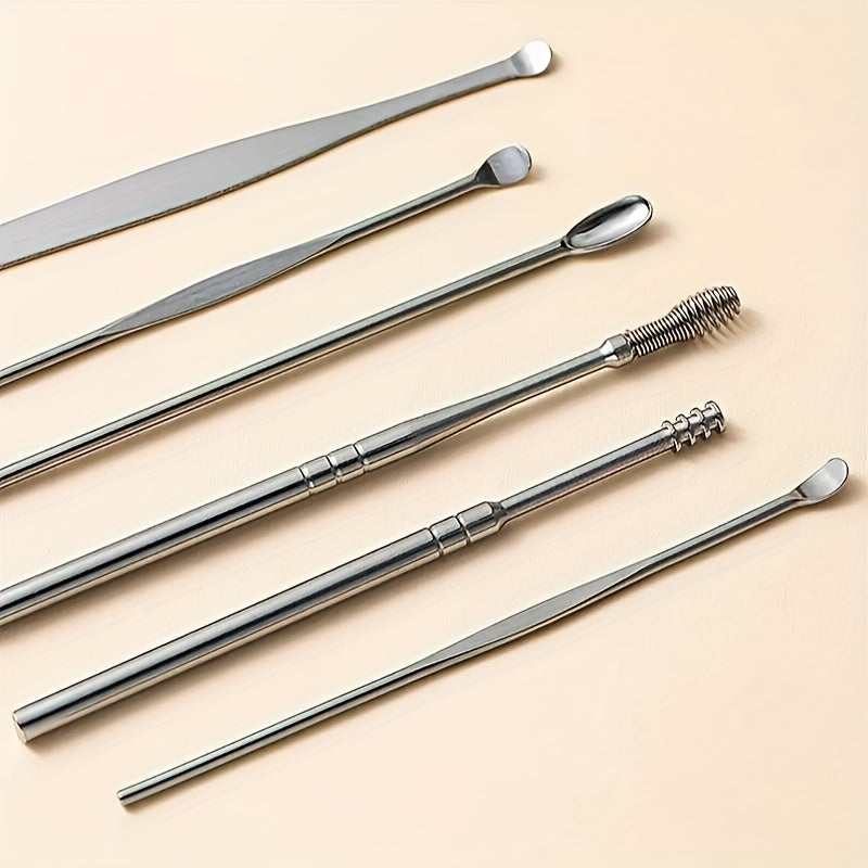 6-in-1 Stainless Steel Ear Wax Cleaner Set - Effectively Remove Ear Wax with Comfortable Ear Picks