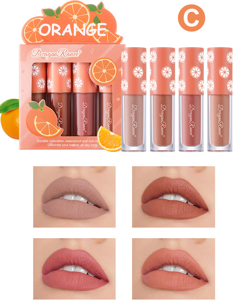4 Pcs Strawberry Matte Lipstick Set - Lip Stains with Waterproof, Non-Stick, Velvety Finish and Long-Lasting Lip Glaze - Perfect Valentine's Day Gifts for Women with Lip Care Benefits