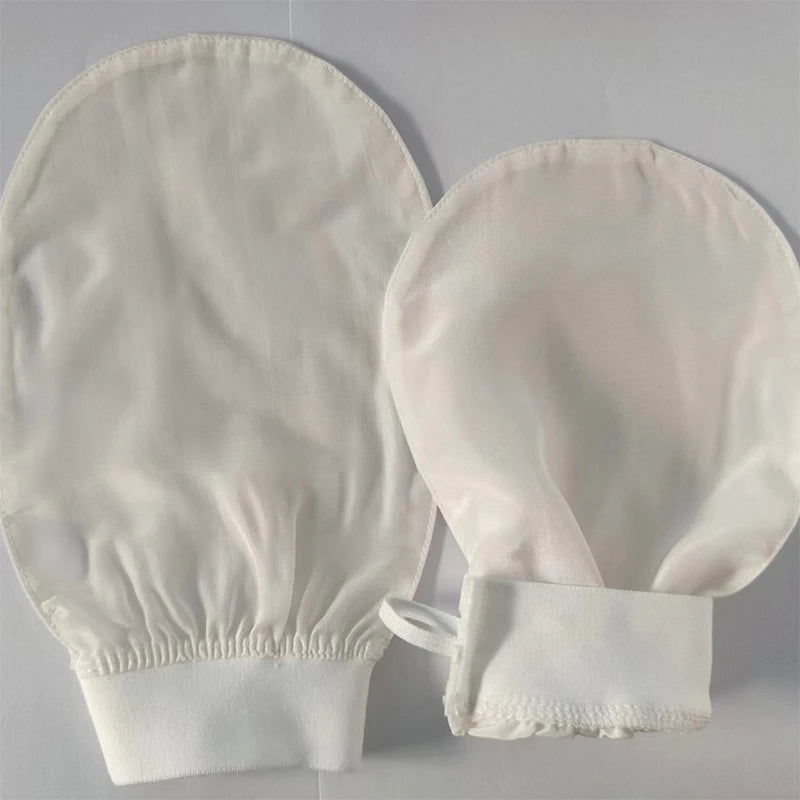 100% soie exfoliante visage lavage beauté serviette doux exfoliant peau bain gommage soie bain visage lavage gants
