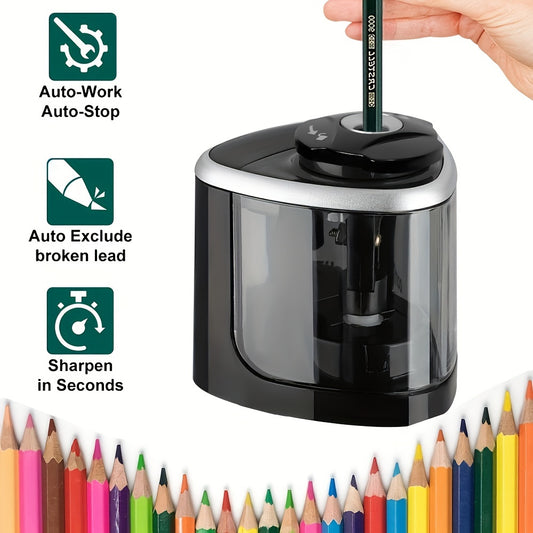 Aiguisoir à crayons électrique automatique avec arrêt automatique et prévention de la casse des mines -